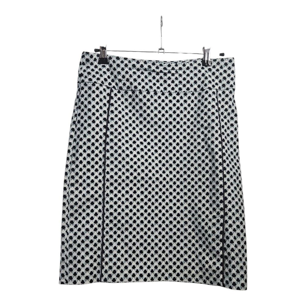 NWT Margaret M Selma Slimming Pencil Skirt Size M Pull On Stretch Front Slit Geo